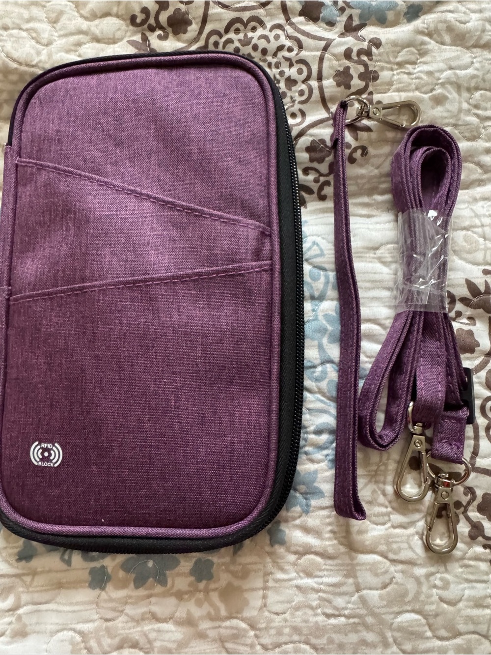 Purple RFID-Blocking Crossbody Phone Organizer - Unbranded
